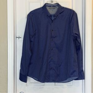 Twillory Untuckabke Blue Pattern Button Down Shirt Size XL